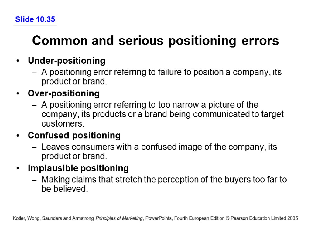 Common and serious positioning errors Under-positioning A positioning error referring to failure to position